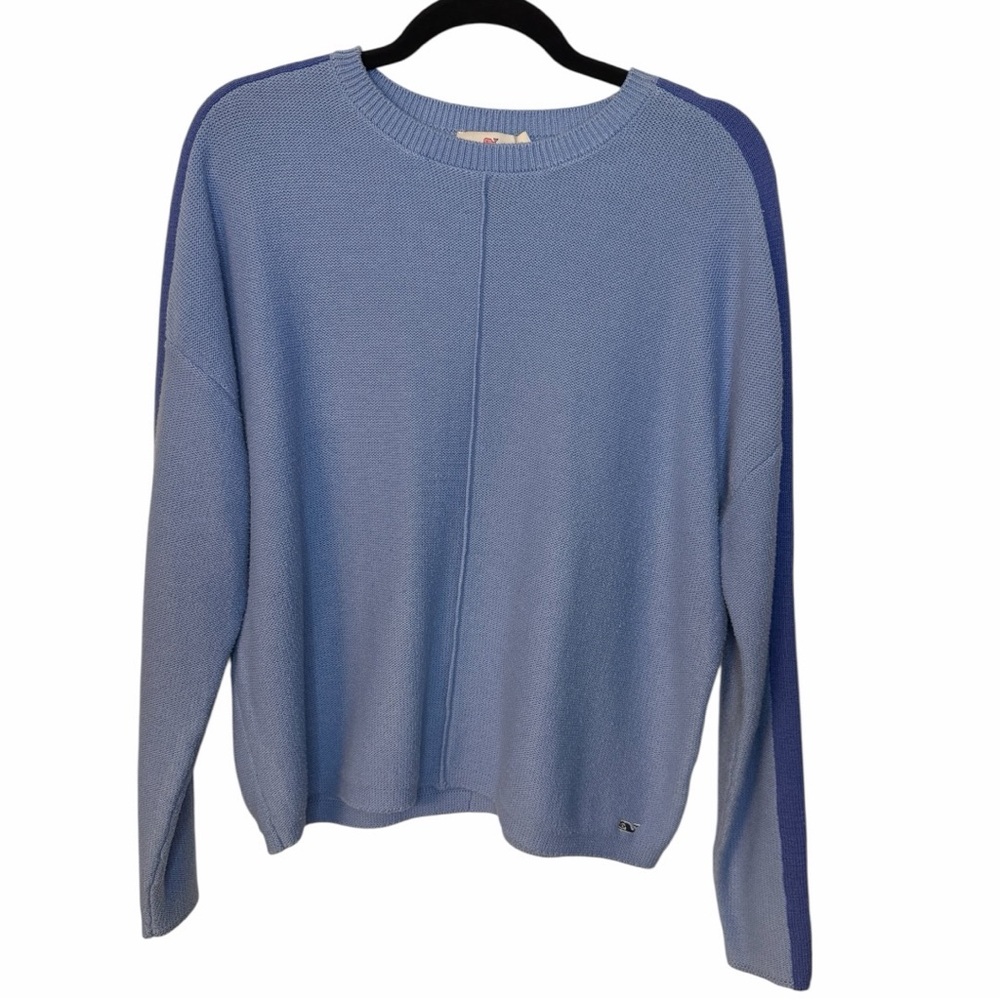 Vineyard Vines Knit Light Blue Pullover Sweater Logo Women L